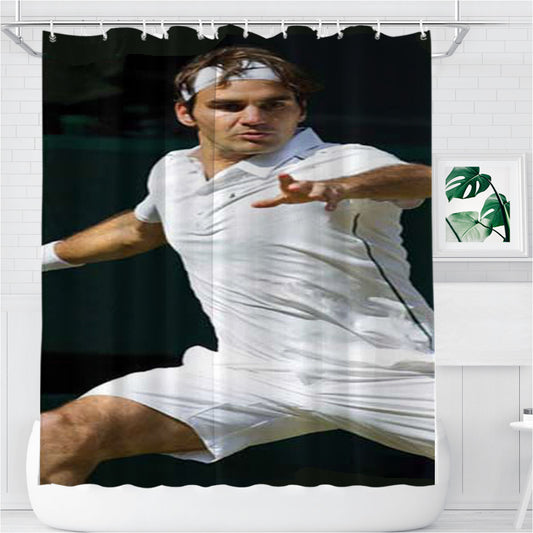 Personalized Roger Federer Swing Shower Curtain Farmhouse Bathroom Decor