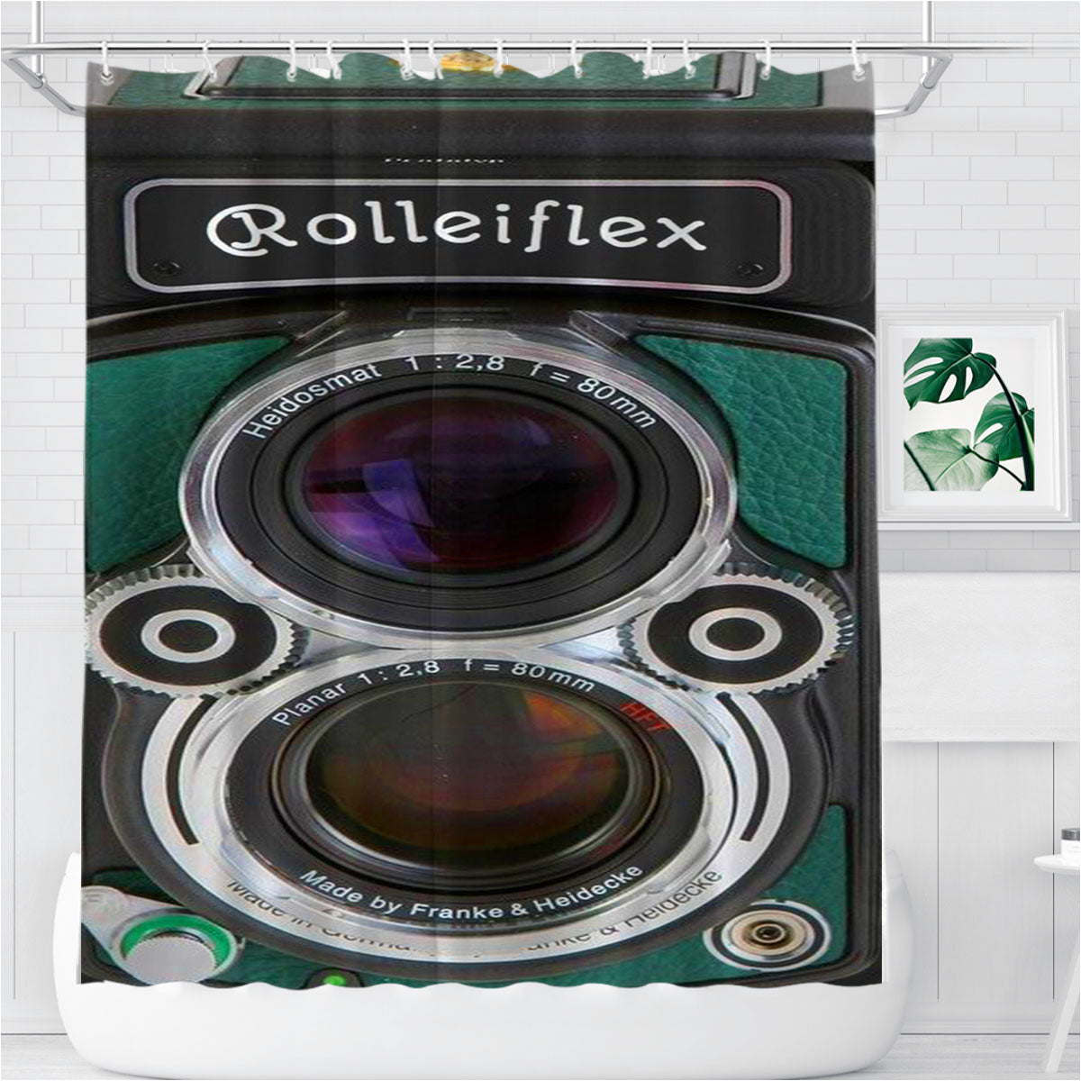 Rolleiflexft Rollei5 Retro Vintage Camera Bathroom Shower Curtain Fabric Waterproof | 66 X 72 Inch