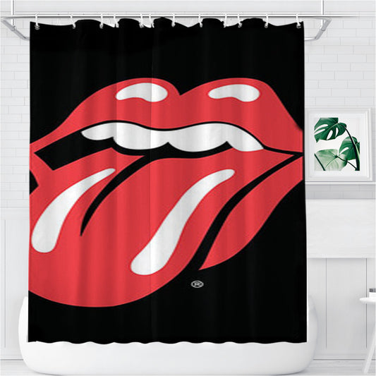 Personalized Rolling Stone Tongue Coaster Shower Curtain Farmhouse Bathroom Decor