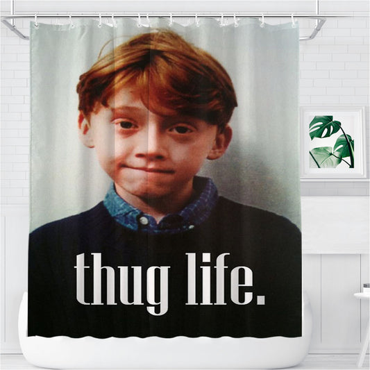 Ron Weasley Thug Life Bathroom Shower Curtain Fabric Waterproof | 66 X 72 Inch