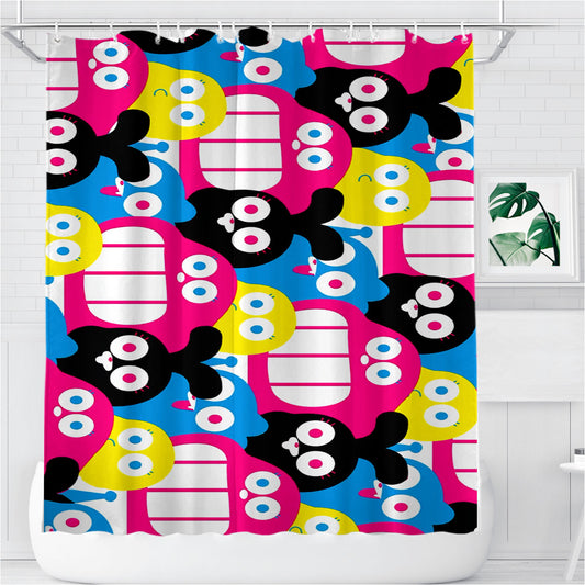 Personalized Ronda Cartoon Network Pattern Shower Curtain Farmhouse Bathroom Decor