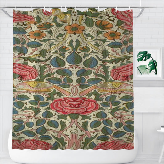 Personalized Rose Shower Curtain Farmhouse Bathroom Decor