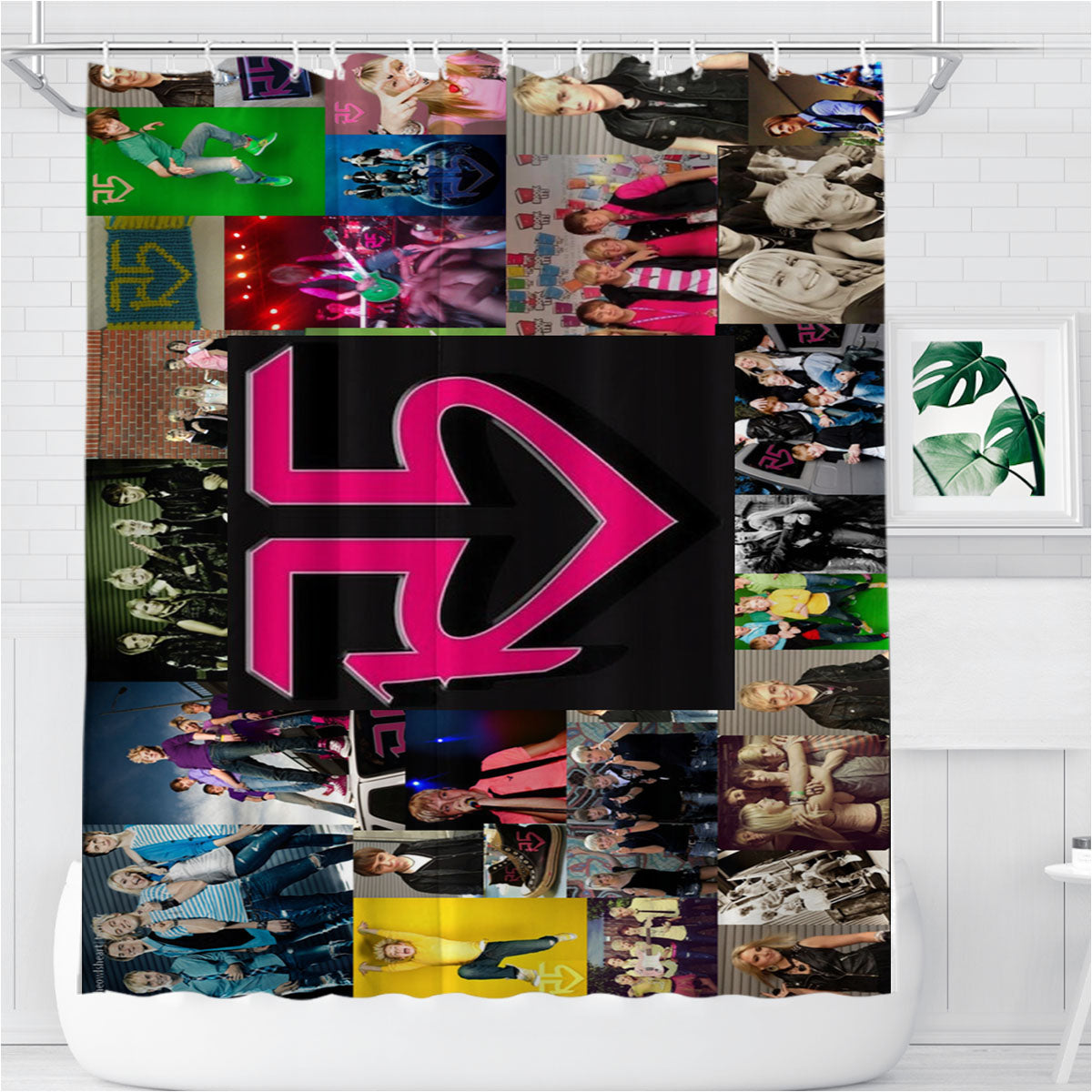 Ross Lynch R5 Band Collage Bathroom Shower Curtain Fabric Waterproof | 66 X 72 Inch