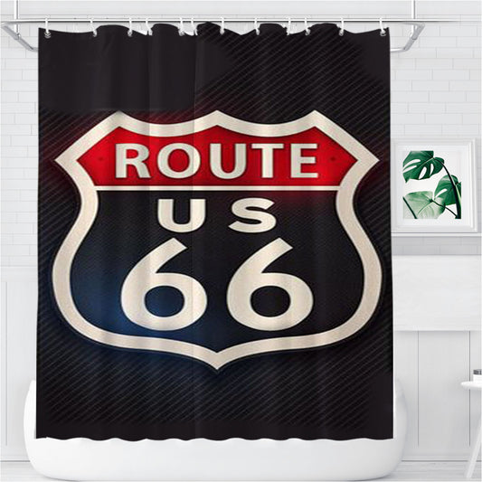 Route 66 Way Bathroom Shower Curtain Fabric Waterproof | 66 X 72 Inch
