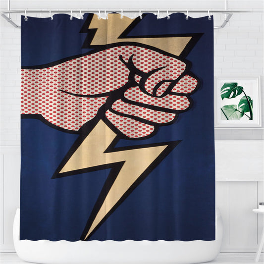 Roy Lichtenstein Thunderbolt Bathroom Shower Curtain Fabric Waterproof | 66 X 72 Inch