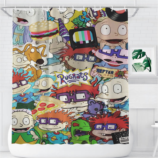 Personalized Rugrats Collage Shower Curtain Farmhouse Bathroom Decor