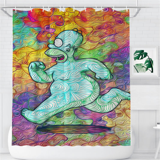 Personalized Run Homer The Simpson Abstract Shower Curtain Farmhouse Bathroom Decor