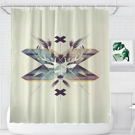 Rusa Art Walpaper Bathroom Shower Curtain Fabric Waterproof | 66 X 72 Inch