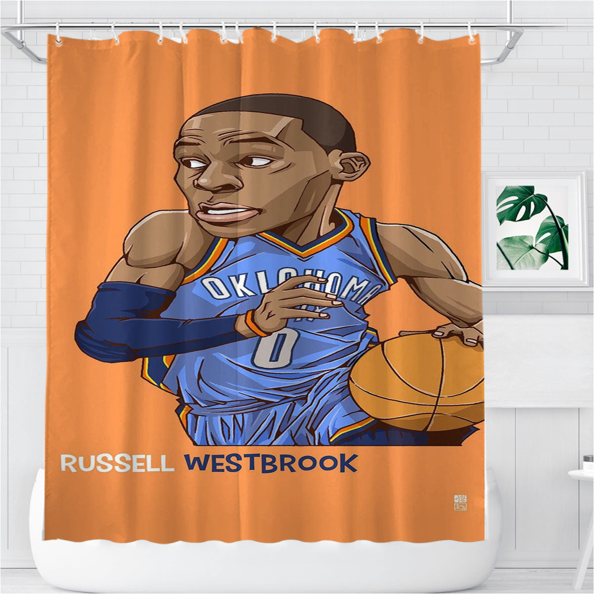 Russell Westbook Bathroom Shower Curtain Fabric Waterproof | 66 X 72 Inch