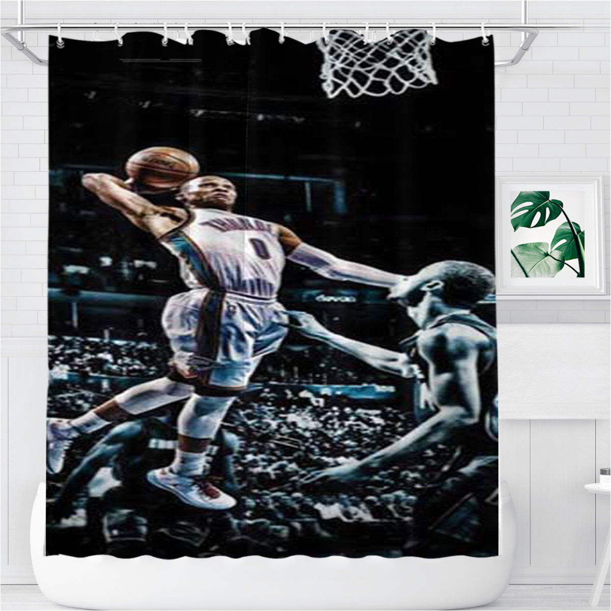 Russell Westbrook Paint Dunk Bathroom Shower Curtain Fabric Waterproof | 66 X 72 Inch