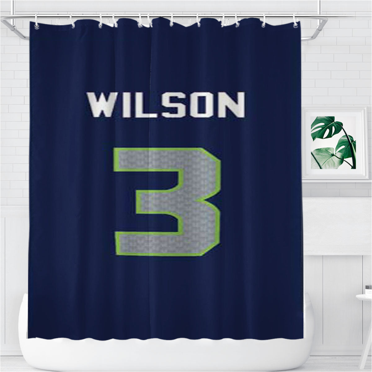 Russell Wilson Jersey Design Bathroom Shower Curtain Fabric Waterproof | 66 X 72 Inch