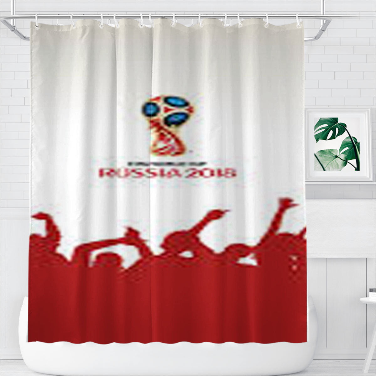 Russia Fifa Worldcup 018 Lo Bathroom Shower Curtain Fabric Waterproof | 66 X 72 Inch