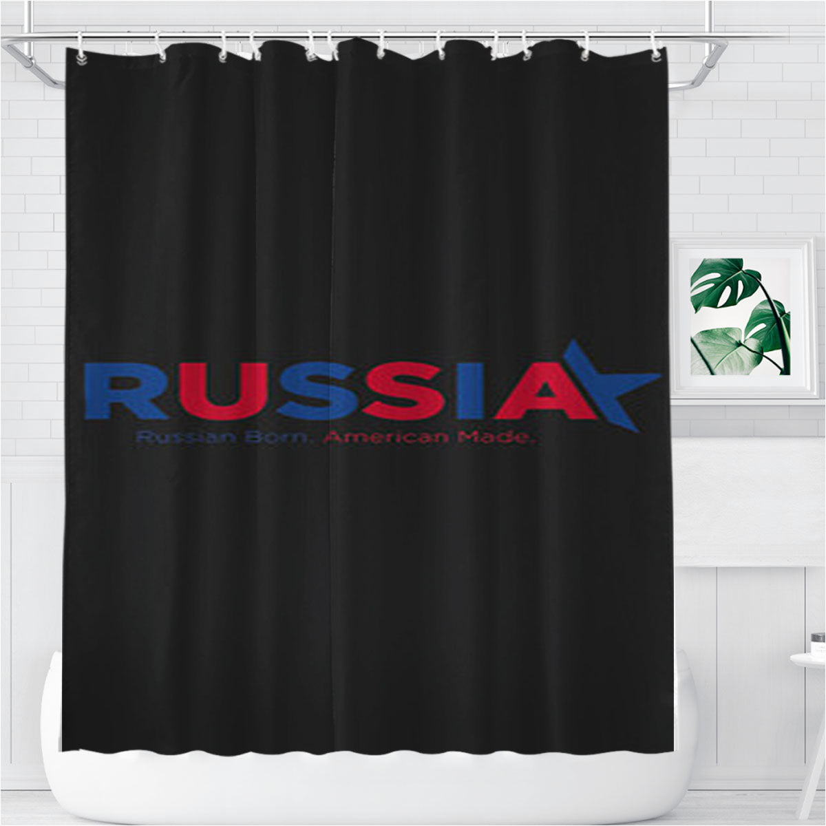 Russia Logo Dark Grey Bathroom Shower Curtain Fabric Waterproof | 66 X 72 Inch