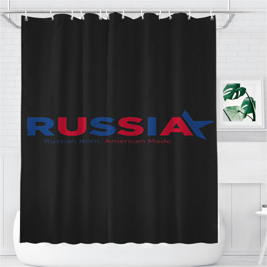 Personalized Russia Logo Dark Grey Shower Curtain Farmhouse Bathroom Decor