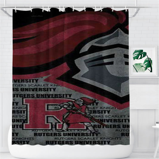 Rutgers Scarlet Knights Grey Bkg Bathroom Shower Curtain Fabric Waterproof | 66 X 72 Inch
