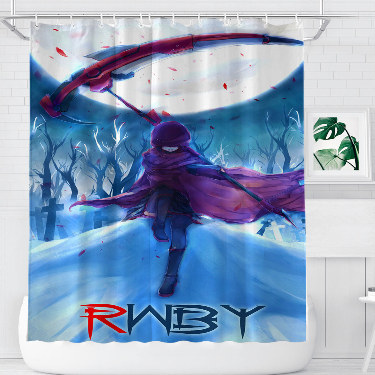 Rwby Scythe Bathroom Shower Curtain Fabric Waterproof | 66 X 72 Inch