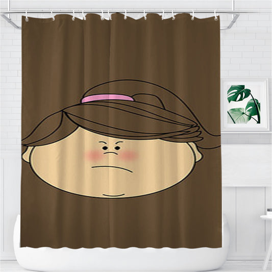 Personalized Sad Girl Clip Art Brown Shower Curtain Farmhouse Bathroom Decor