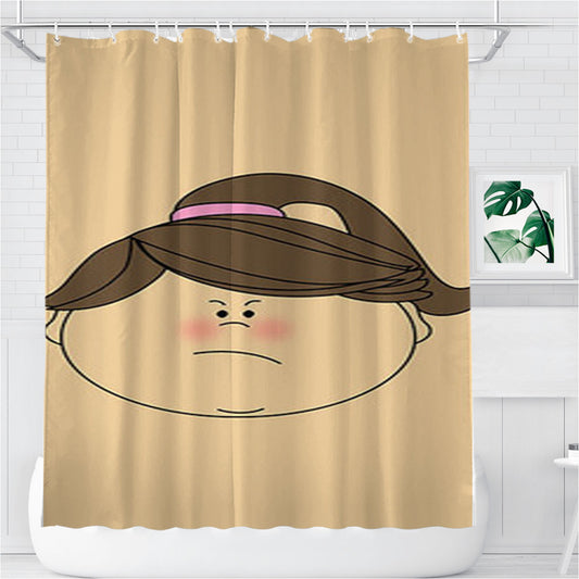 Personalized Sad Girl Clip Art Cream Shower Curtain Farmhouse Bathroom Decor