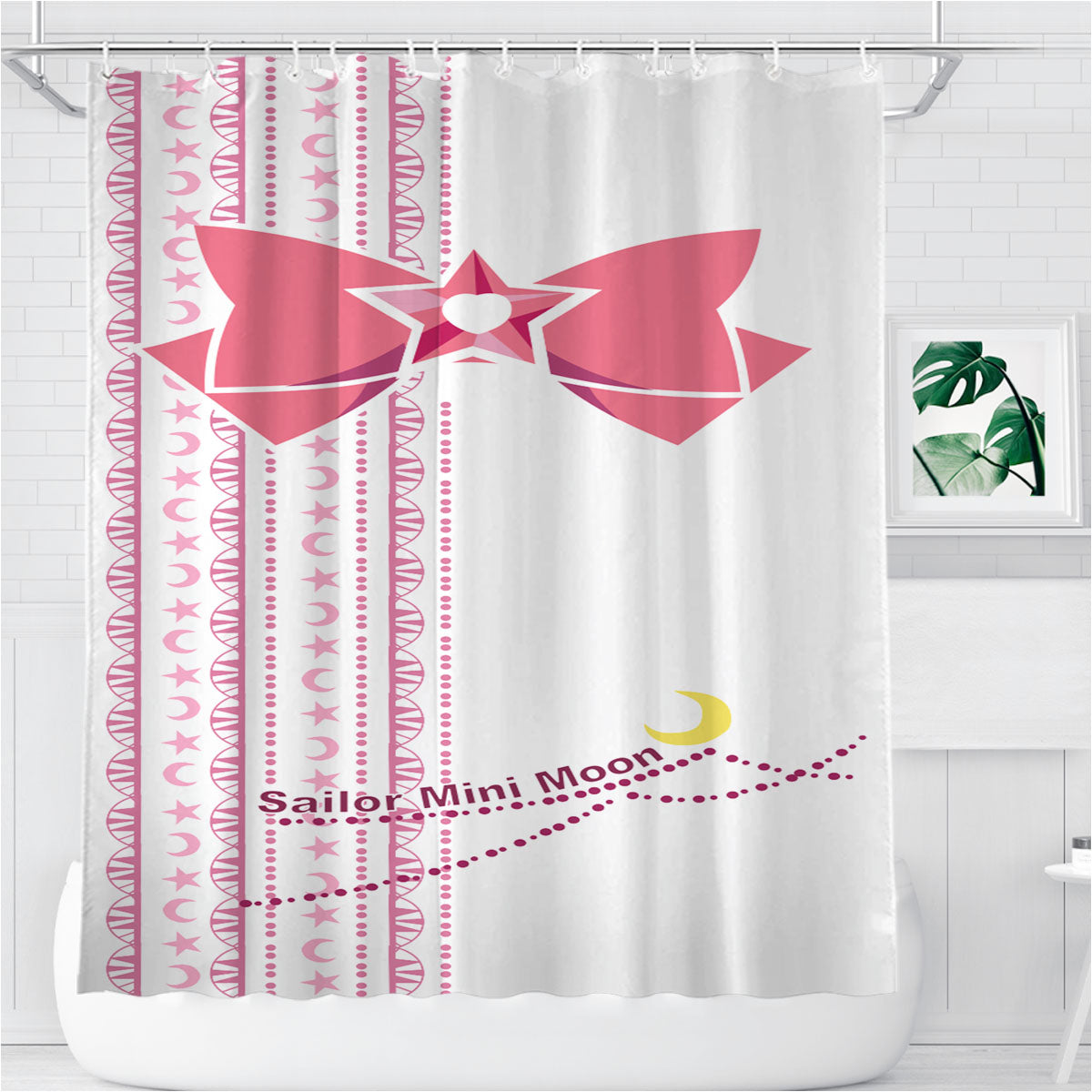 Sailor Chibi Mini Moon Bathroom Shower Curtain Fabric Waterproof | 66 X 72 Inch