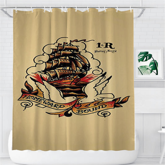 Personalized Sailor Jerry Shower Curtain Farmhouse Bathroom Decor