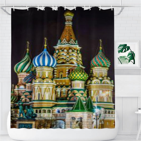 Saint Basils Cathedral Moscow Russia L Bathroom Shower Curtain Fabric Waterproof | 66 X 72 Inch