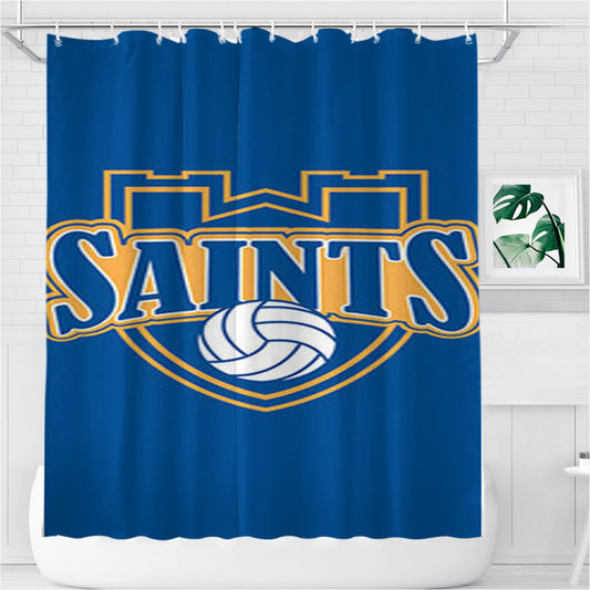 Saints Baseball Logo Blue Bathroom Shower Curtain Fabric Waterproof | 66 X 72 Inch