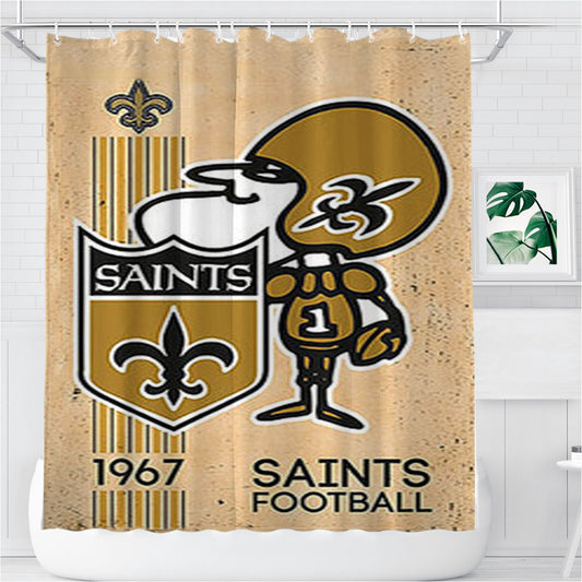 Saints Football Logo Bathroom Shower Curtain Fabric Waterproof | 66 X 72 Inch