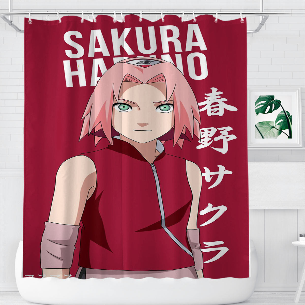 Sakura Haruno Anime Bathroom Shower Curtain Fabric Waterproof | 66 X 72 Inch