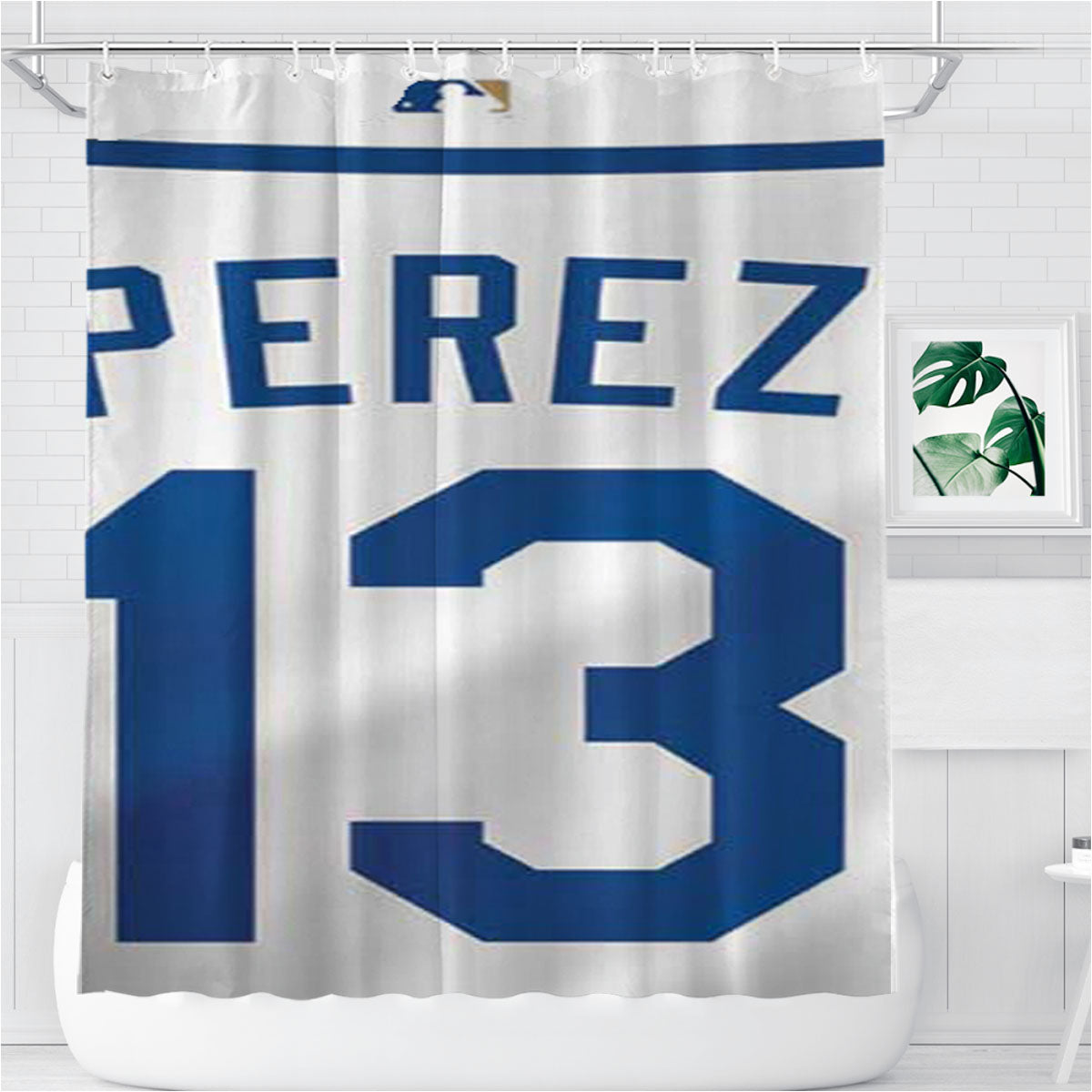 Salvadore Perez Jersey 1 Bathroom Shower Curtain Fabric Waterproof | 66 X 72 Inch