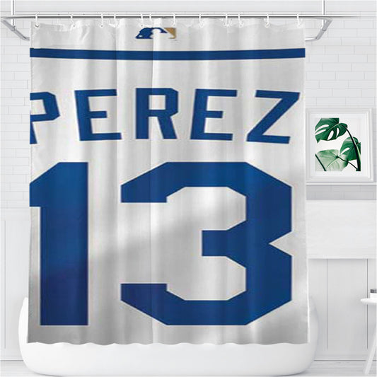 Personalized Salvadore Perez Jersey 1 Shower Curtain Farmhouse Bathroom Decor