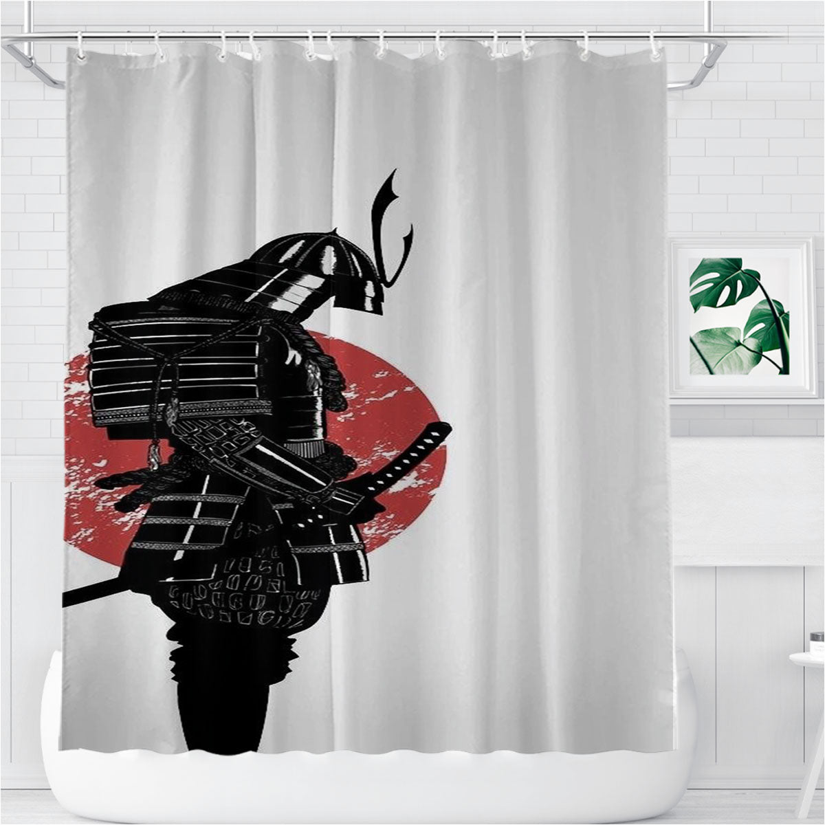 Samurai Bathroom Shower Curtain Fabric Waterproof | 66 X 72 Inch