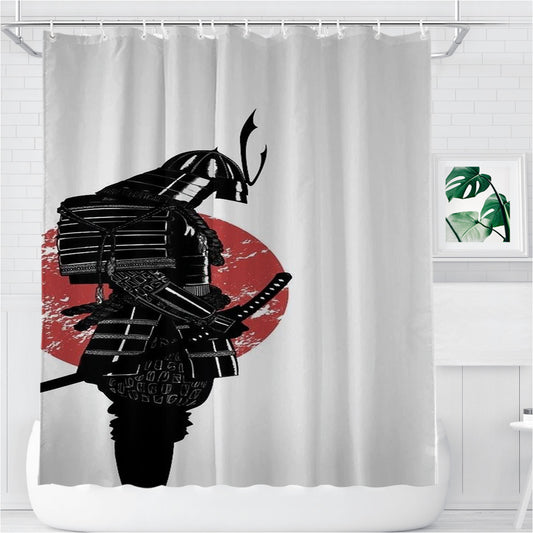 Personalized Samurai Shower Curtain Farmhouse Bathroom Decor