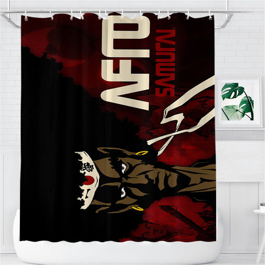 Personalized Samurai Afro Shower Curtain Farmhouse Bathroom Decor