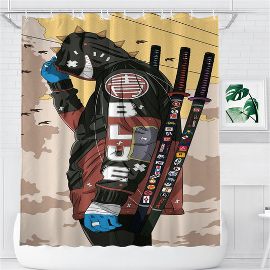 Personalized Samurai Hype Shower Curtain Farmhouse Bathroom Decor