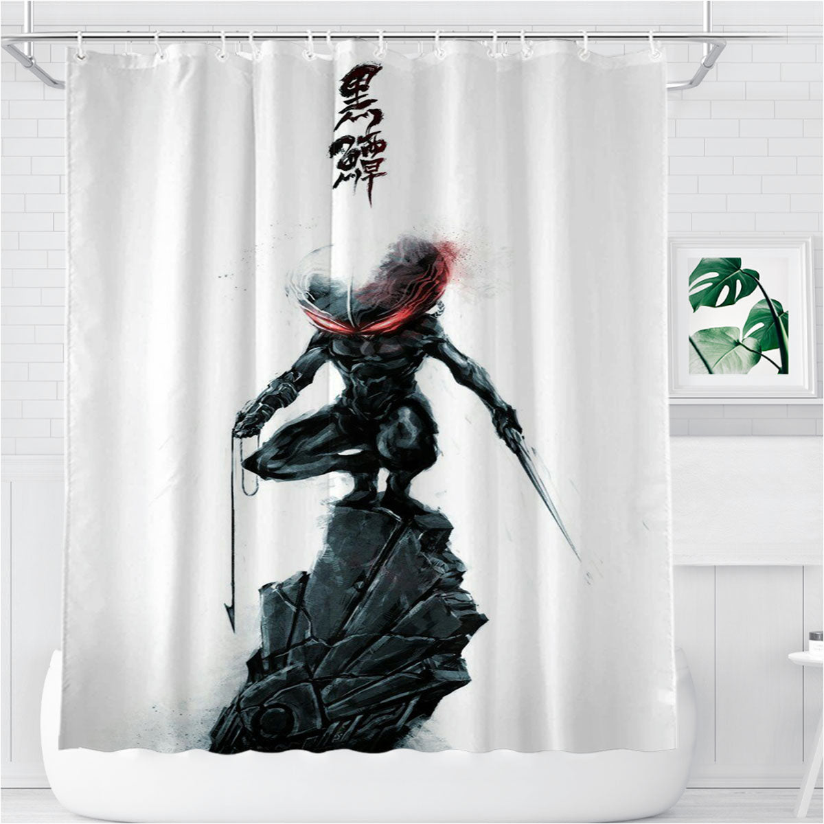 Samurai Japan Anime Bathroom Shower Curtain Fabric Waterproof | 66 X 72 Inch