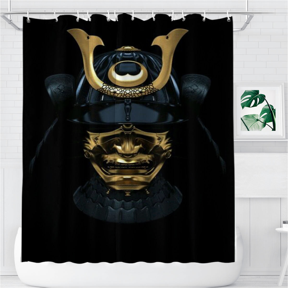 Samurai Japan Style Bathroom Shower Curtain Fabric Waterproof | 66 X 72 Inch