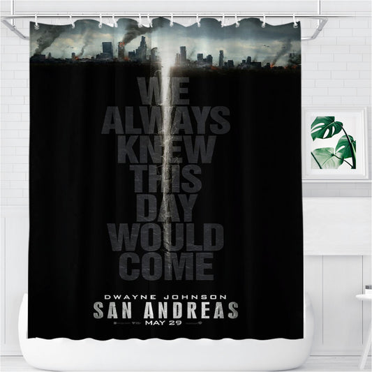 San Andreas Quotes Bathroom Shower Curtain Fabric Waterproof | 66 X 72 Inch
