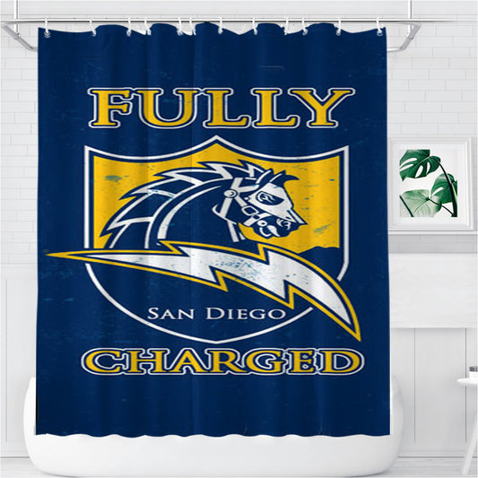San Diego Chargers Fully Bathroom Shower Curtain Fabric Waterproof