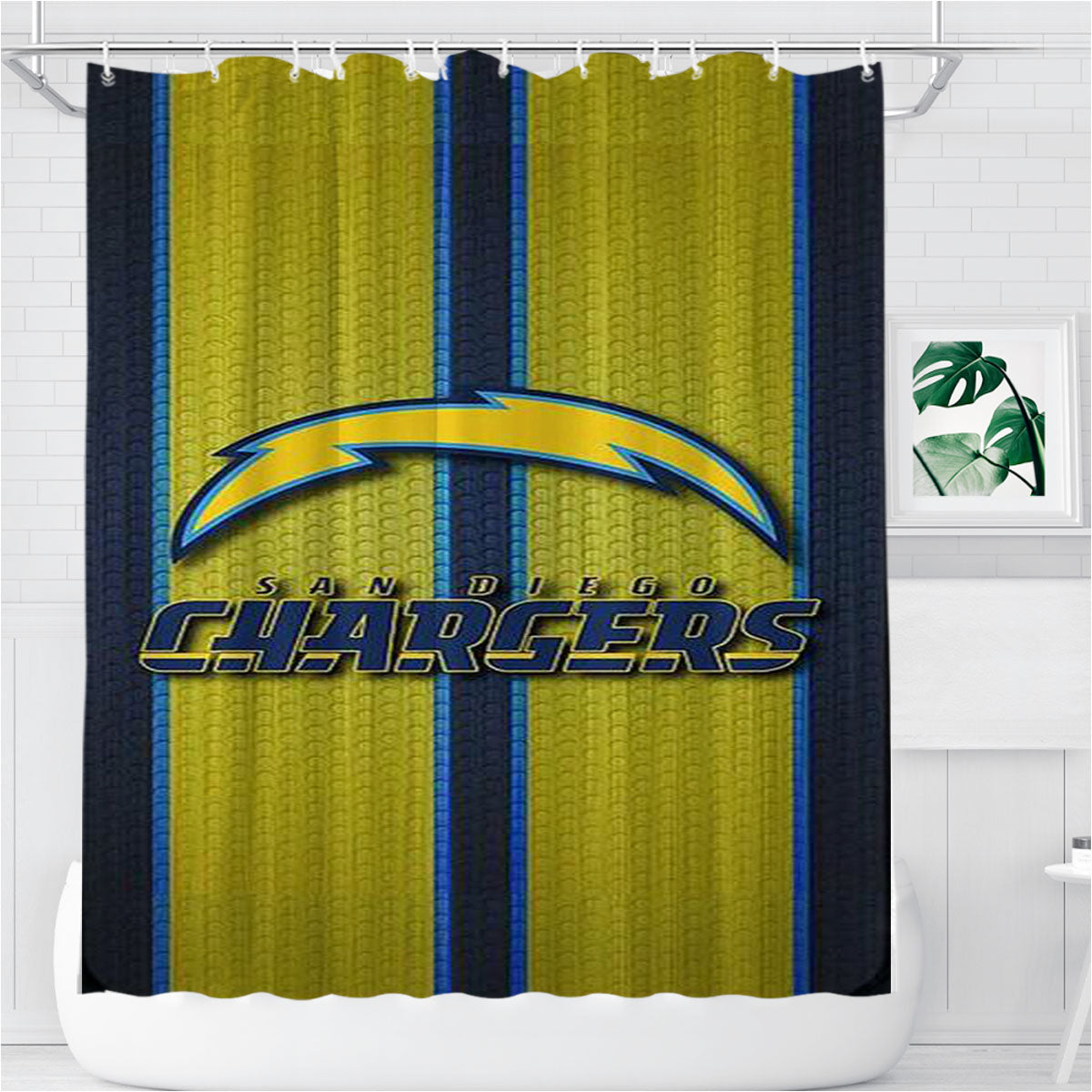 San Diego Chargers Symbol Bathroom Shower Curtain Fabric Waterproof | 66 X 72 Inch