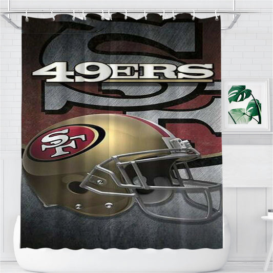 San Francisco 49Ers Helmet Bathroom Shower Curtain Fabric Waterproof | 66 X 72 Inch