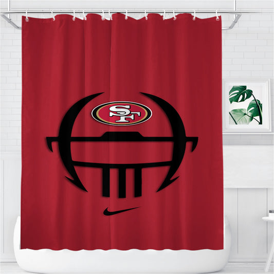 San Francisco 49Ers Nike Helmet Logo Bathroom Shower Curtain Fabric Waterproof | 66 X 72 Inch