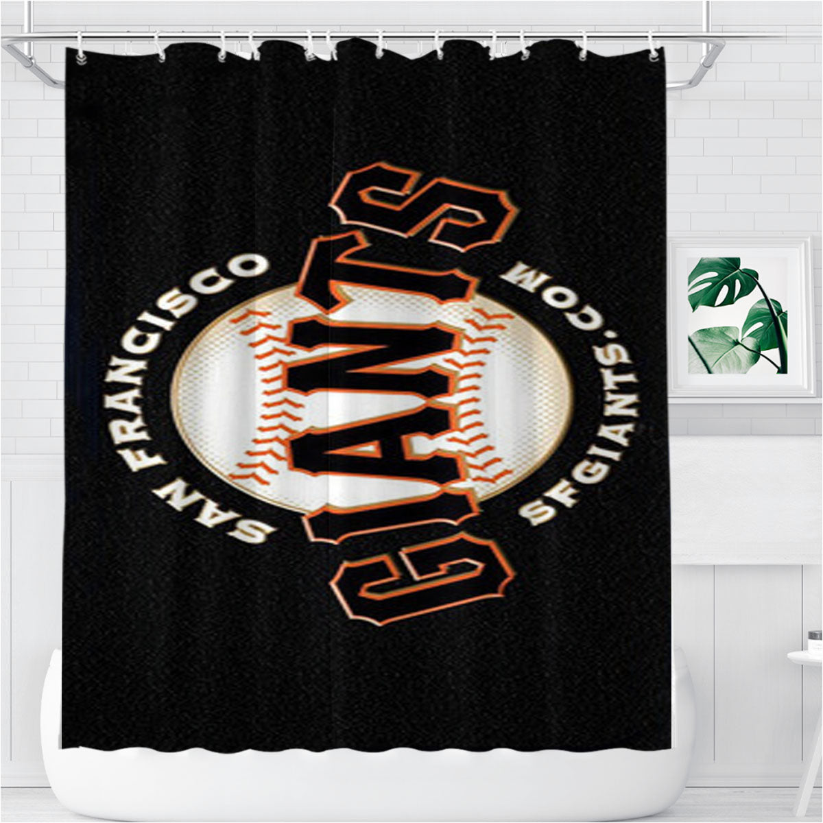 San Francisco Giants Bathroom Shower Curtain Fabric Waterproof | 66 X 72 Inch