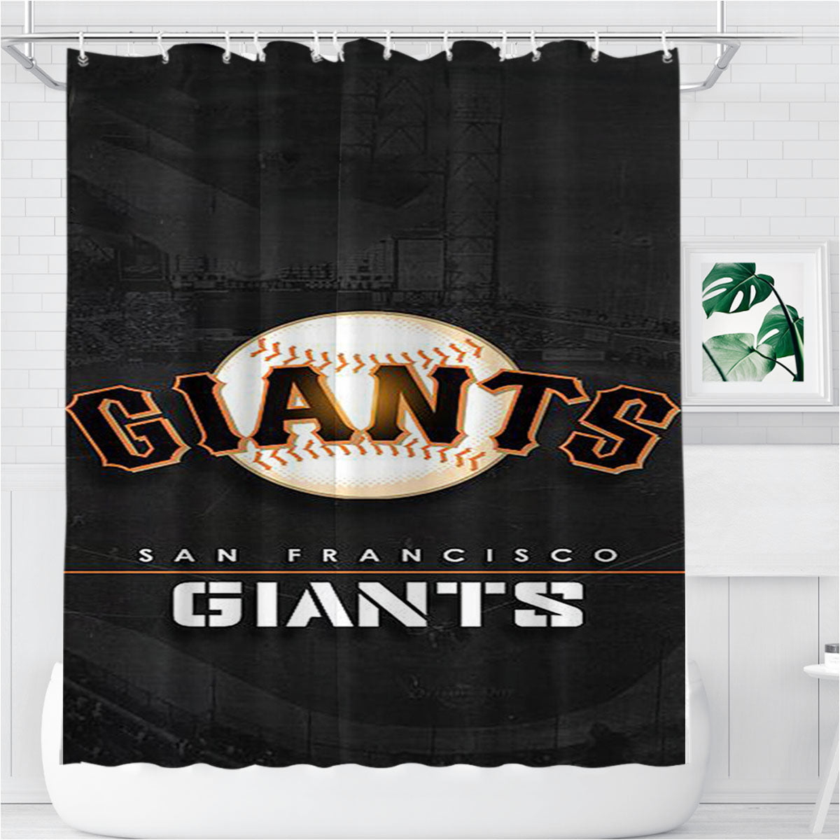 San Francisco Giants Baseball Bathroom Shower Curtain Fabric Waterproof | 66 X 72 Inch