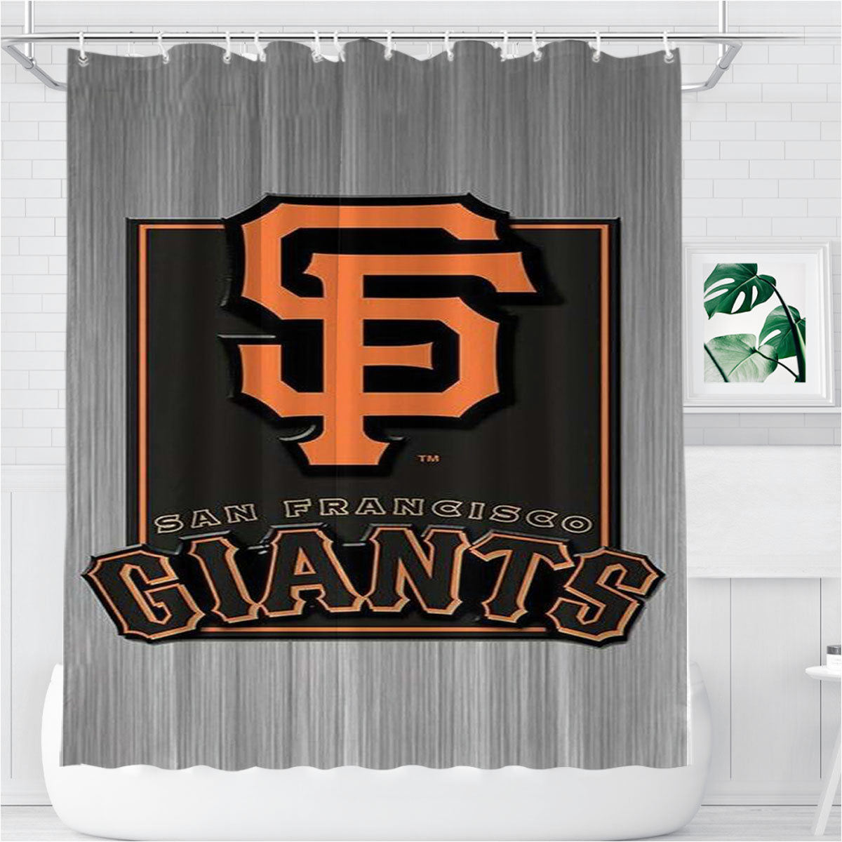 San Francisco Giants Icon Bathroom Shower Curtain Fabric Waterproof | 66 X 72 Inch