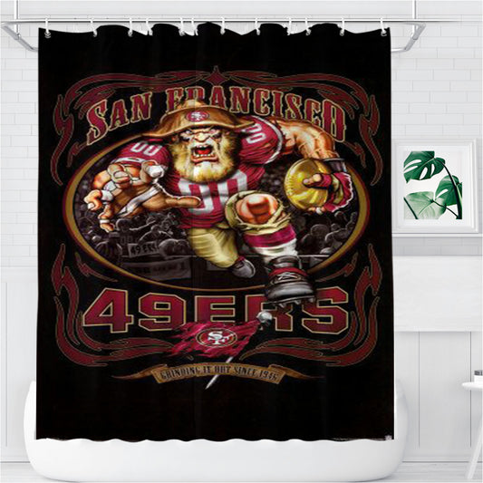 San Francised 49Ers Bathroom Shower Curtain Fabric Waterproof | 66 X 72 Inch
