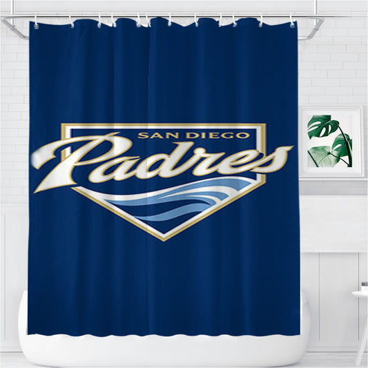 Sandiego Padres Baseball Logo Blue Bathroom Shower Curtain Fabric Waterproof | 66 X 72 Inch