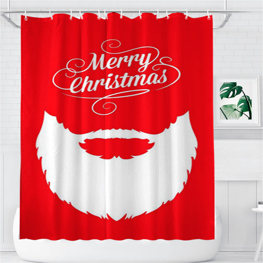 Santa Christmas Bathroom Shower Curtain Fabric Waterproof | 66 X 72 Inch