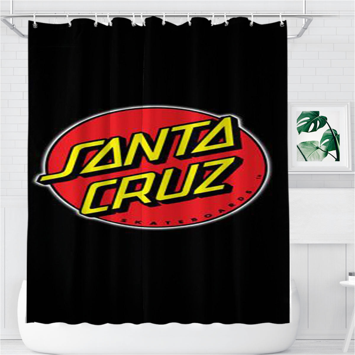 Santa Cruz Logo Bathroom Shower Curtain Fabric Waterproof | 66 X 72 Inch