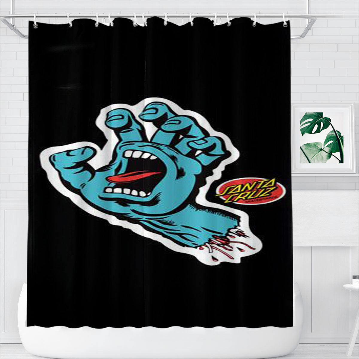 Santa Cruz Skateboard Bathroom Shower Curtain Fabric Waterproof | 66 X 72 Inch