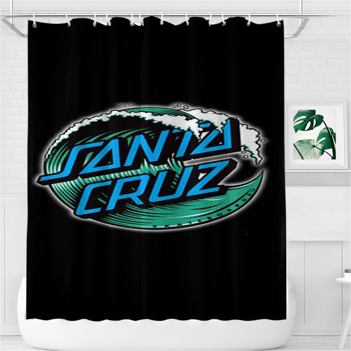 Santa Cruz Skateboard Logo Bathroom Shower Curtain Fabric Waterproof | 66 X 72 Inch